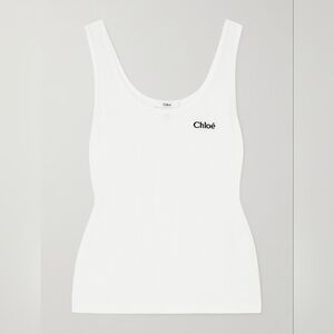 Chloé White Ribbed Tank Top